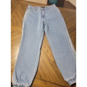 DenimColab Originality & Poem Light wash Jogger Jeans XL Light Blue Elastic Cuff